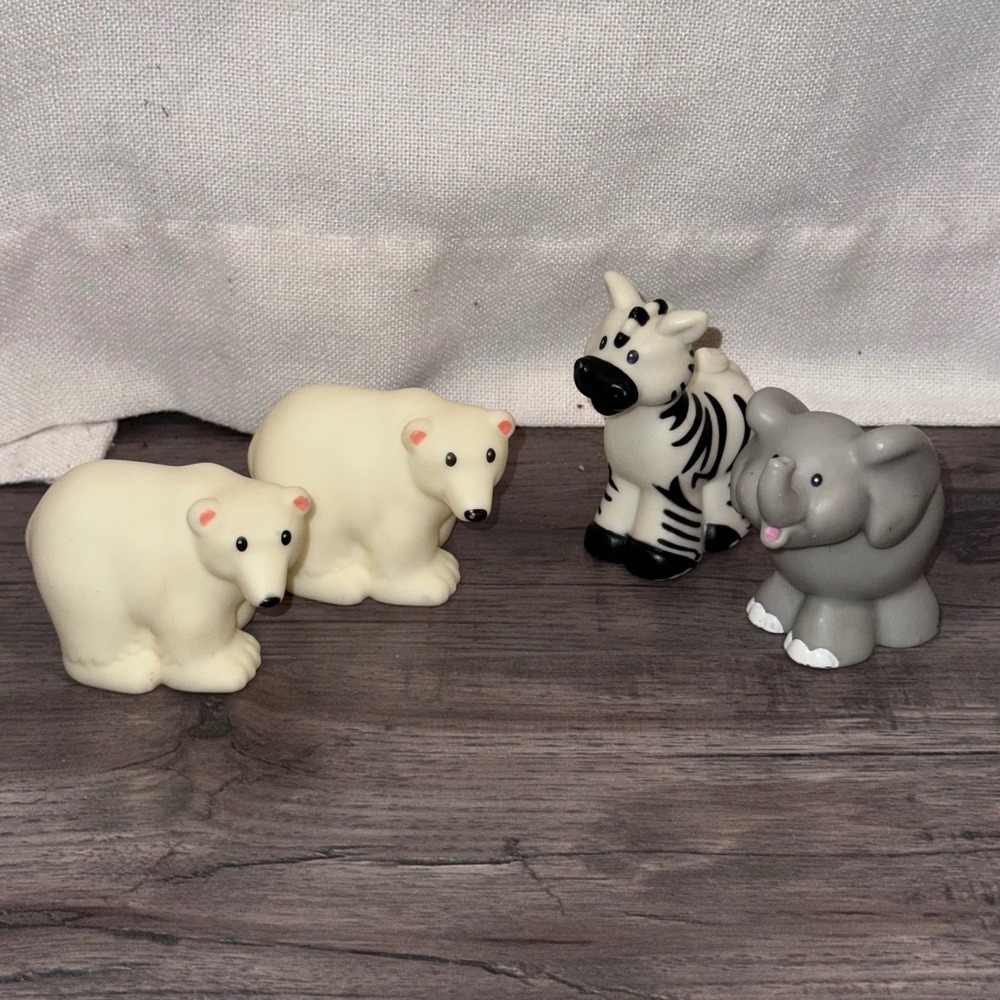 Little People Zoo Animals Lot of 4 Polar Bear Elephant Zebra Bundle Fisher Price